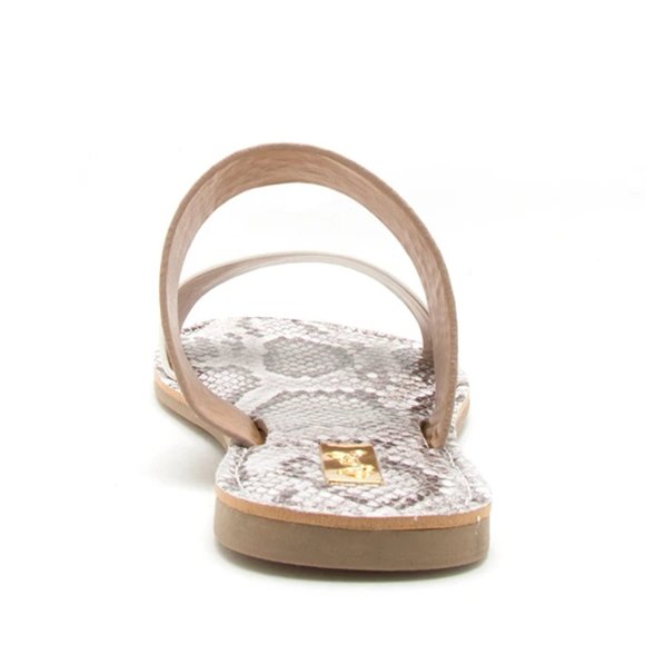 Last Pair Sale! White Snakeskin pattern two band sandals Size 5.5 - Picture 3 of 4